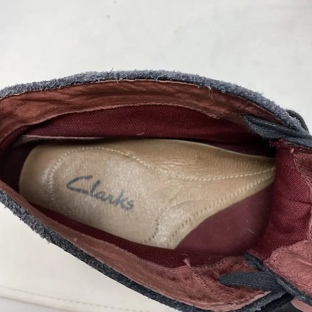 Clarks Chukka Ankle Boots Size 8 Black Leather Rugged Distressed Lug Sole